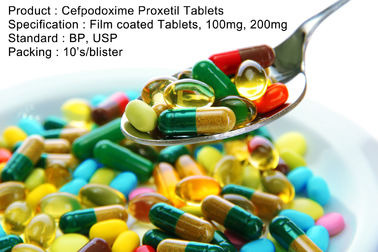 Cefpodoxime Proxetil hace tabletas las tabletas revestidas de la película, 100mg, antibióticos orales de las medicaciones 200mg